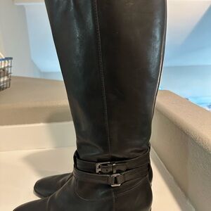 Naturalizer Black Leather Knee-High Boots